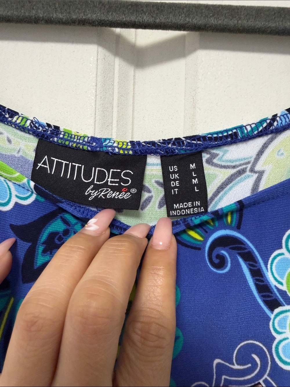 Attitudes by Renee Blue & Green Paisley Off-Shoulder Maxi - Picture 6 of 11